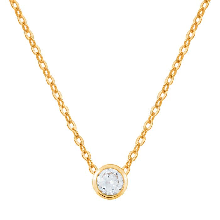 14K gult gull 3 mm lab-dyrket hvit safir-satt anheng