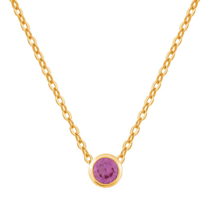 Pingente em Ouro Amarelo 14K com Safira Rosa Sintética de 3mm