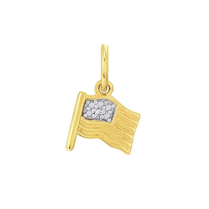 Ciondolo Bandiera USA con Diamanti in Oro Giallo 14K