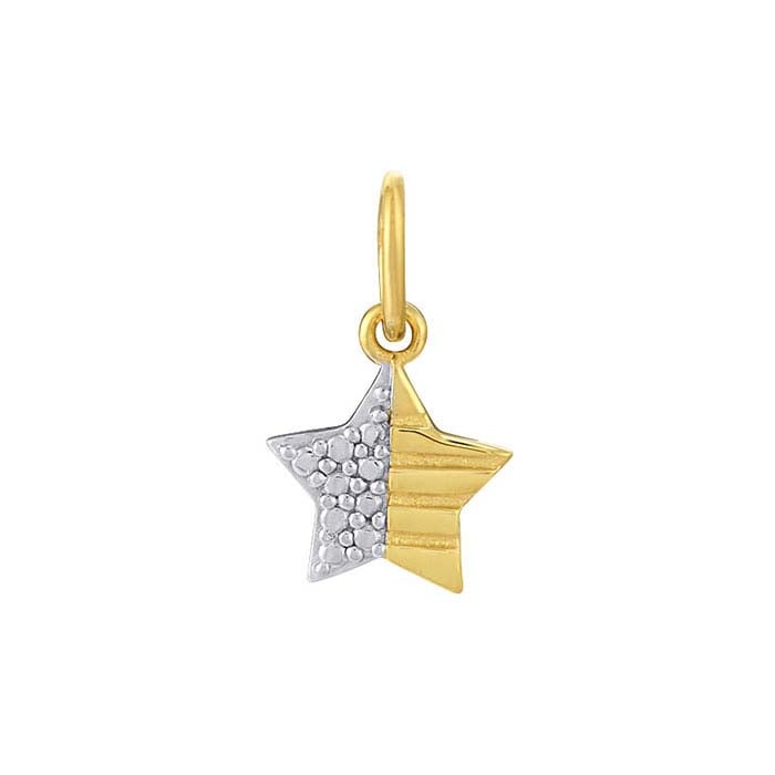 14K Gelbgold Sternanhänger mit Diamanten besetzt
