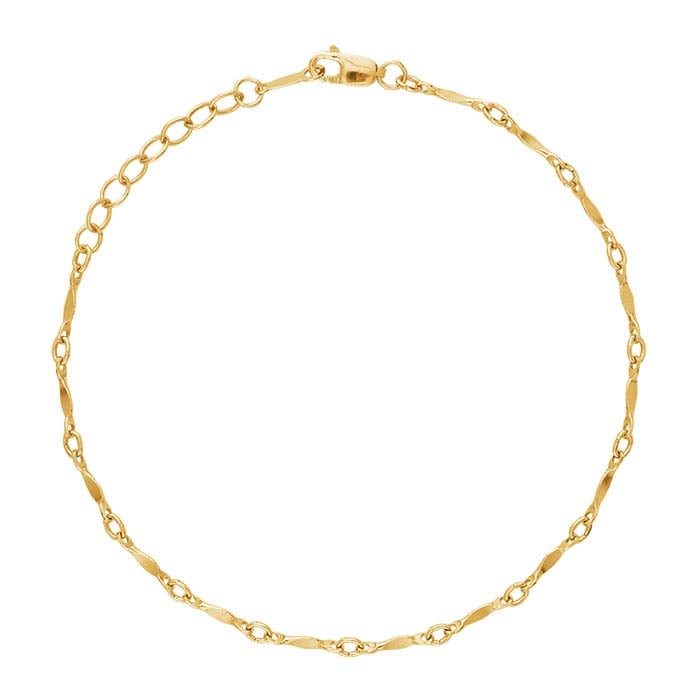 14/20 Yellow Gold-Filled Dapped Bar & Link Chain Bracelet