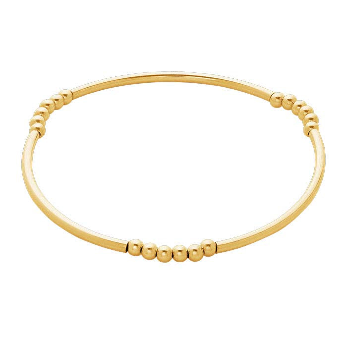 14/20 Gult Gull-Fylt Rør- og Perle Strekkarmbånd