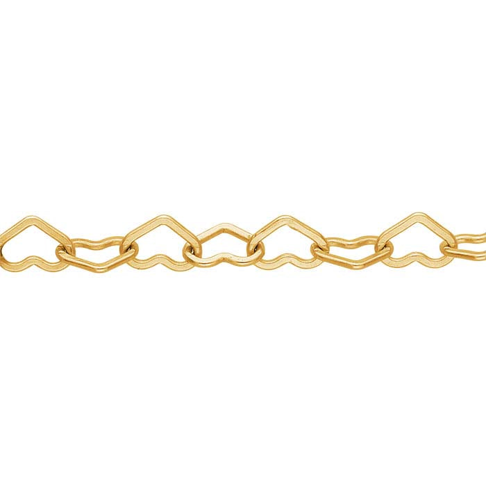 14/20 Yellow Gold-Filled Flat Heart Link Cable Chain