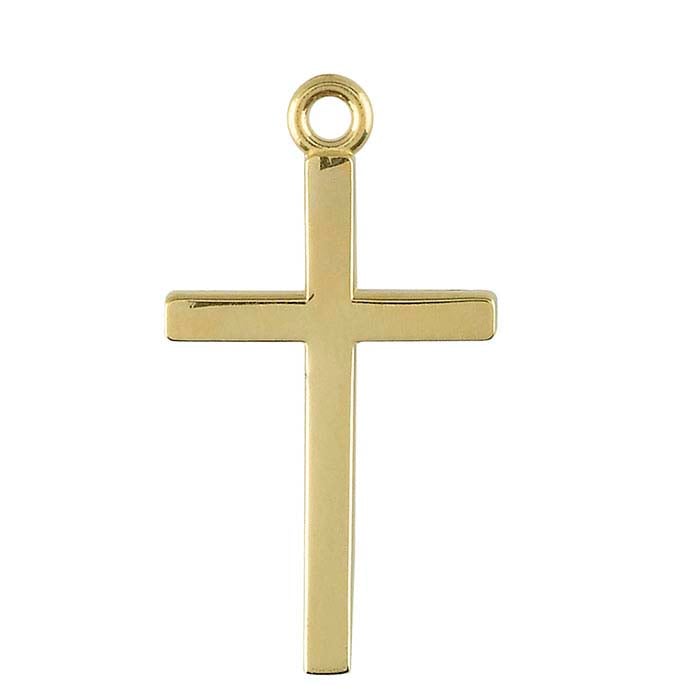 14K Yellow Gold Cross Charm