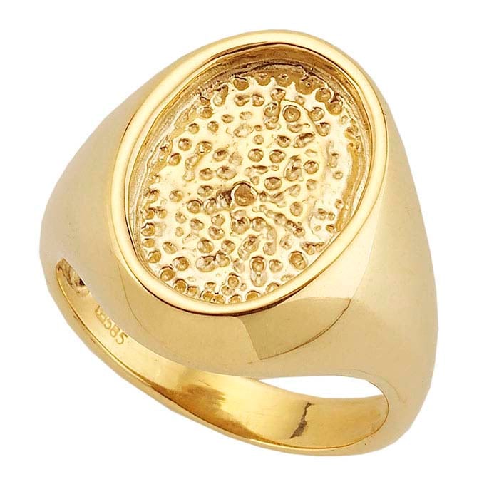 14K Yellow Gold 14 x Oval Cabochon Ring Mounting