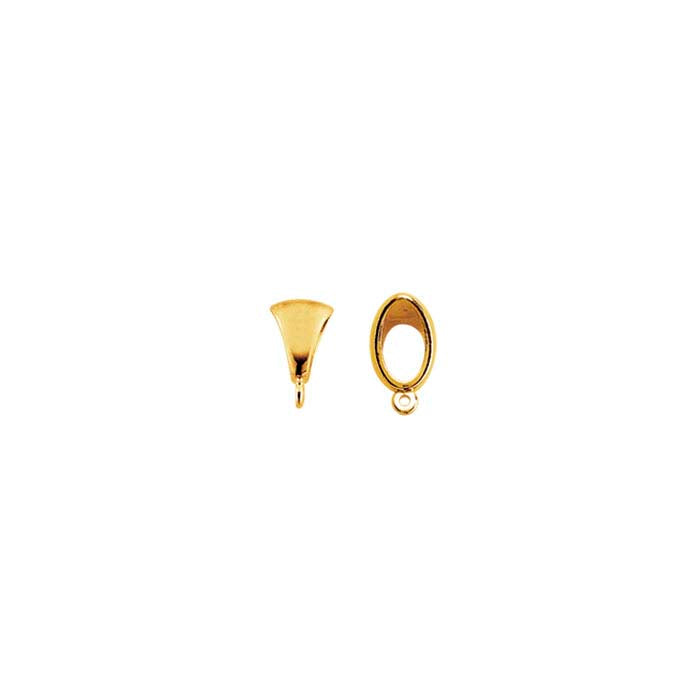 14K Yellow Gold Smooth Pendant Bail with Perpendicular Ring