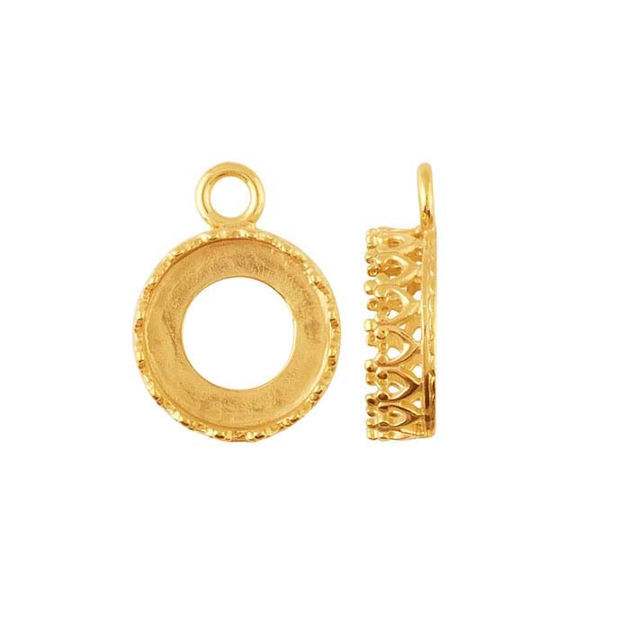 14K Yellow Gold Round Gallery Wire Cabochon Component Mounting