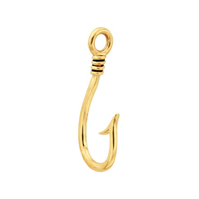 14K Yellow Gold Fish Hook Component