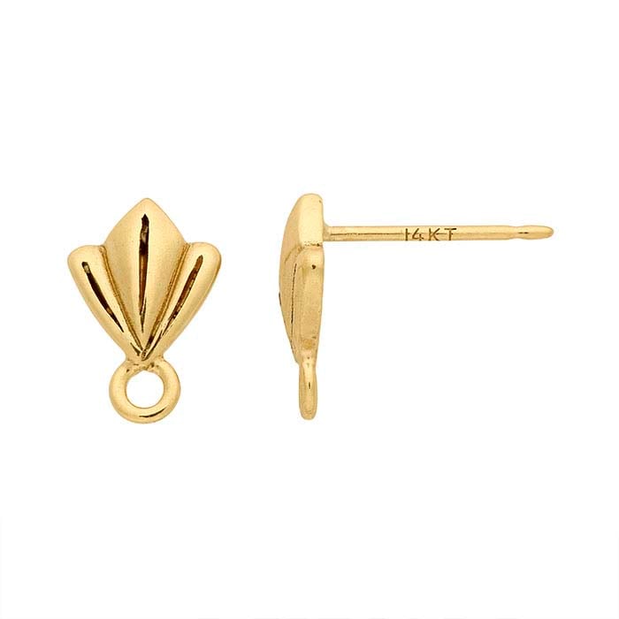 14K Yellow Gold Fleur-de-Lis Post Earring with Closed Ring