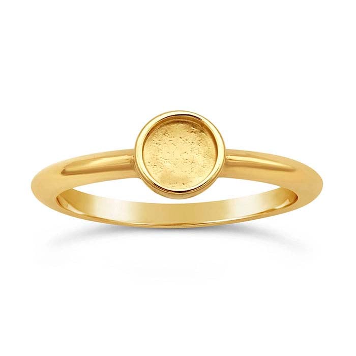 14K Yellow Gold Round Cabochon Ring Mounting