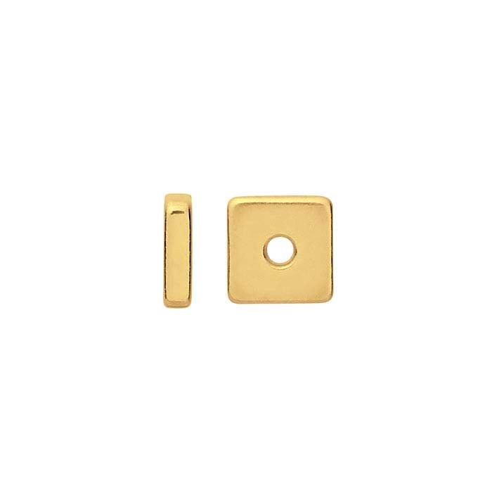 14K Yellow Gold Square Spacer Bead