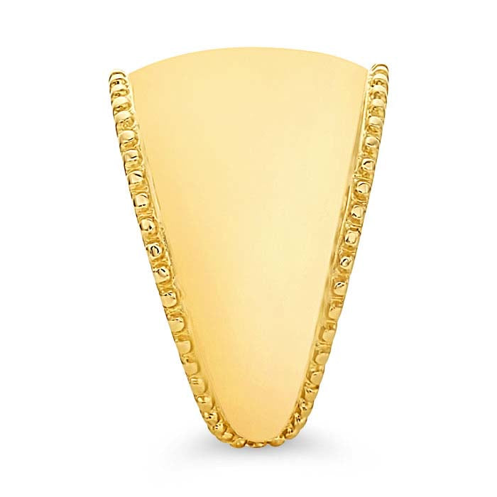 خاتم مدبب من الذهب الأصفر عيار 14 قيراط بحافة مزينة بالخرز