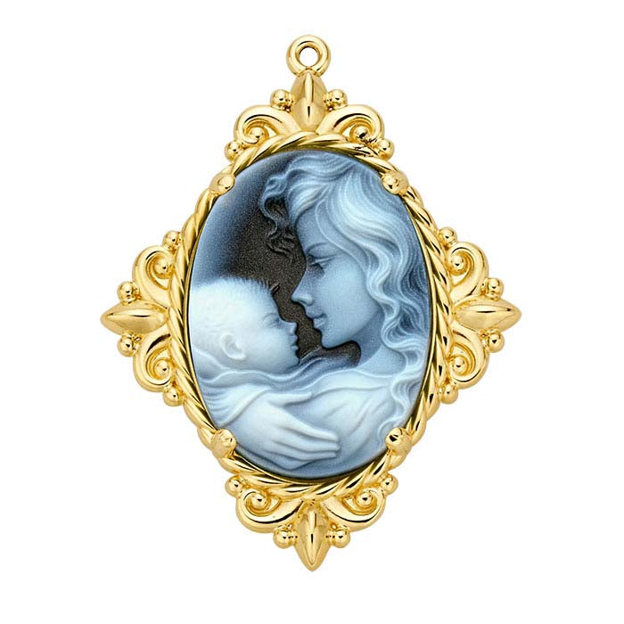 تركيب قلادة ملتوية بيضاوية الشكل 30 × 14 قيراط من الذهب الأصفر لكاميو/كابوشون