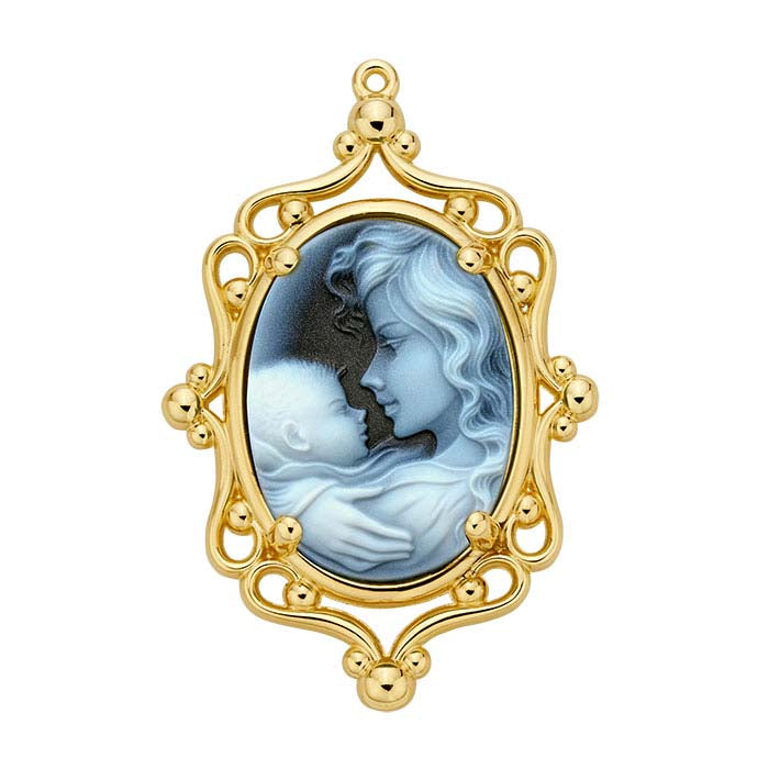 14K Yellow Gold 30 x Oval Cameo/Cabochon Filigree Pendant Mounting