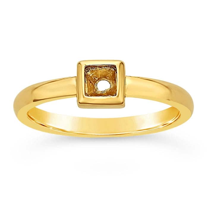 14K Yellow Gold Square Ring Mounting