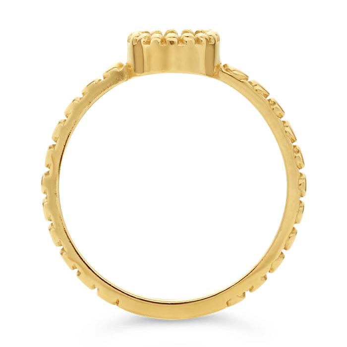 14K Yellow Gold Beaded Oval Ring Mounting