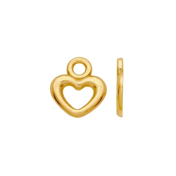 14K Yellow Gold Open Heart Charm