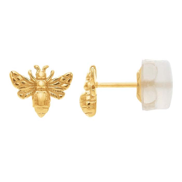 قرط دبوس نحلة من الذهب الأصفر عيار 14 قيراط