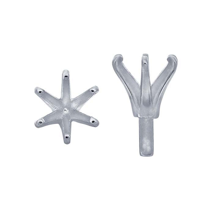 14 Karat Weißgold, 7 mm, rund, 6-Krappen-Fassung mit Stift