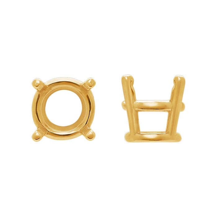 Gold Round Pre-Notched Basket 4-Prong Setting