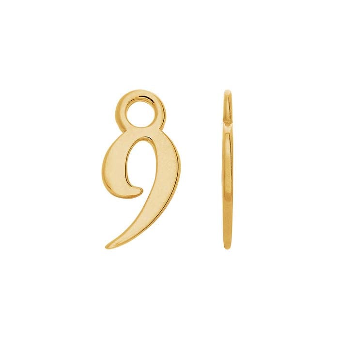 14K Yellow Gold Mini Number Charm
