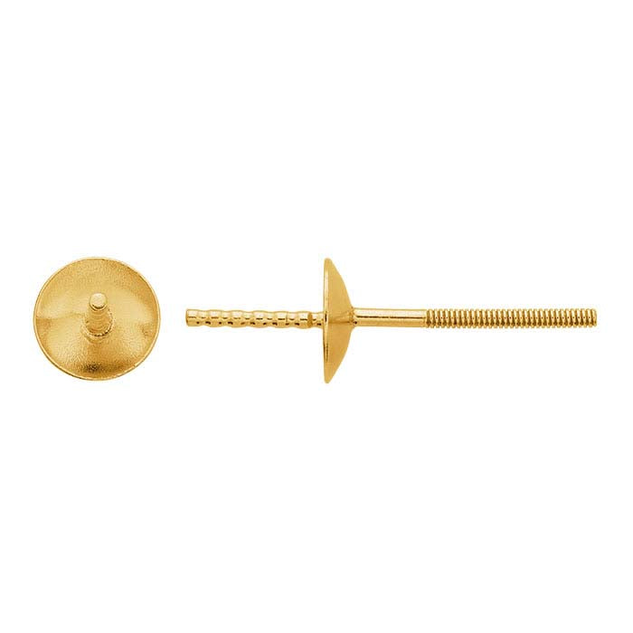14K Yellow gold Pearl Post Earring Mounting