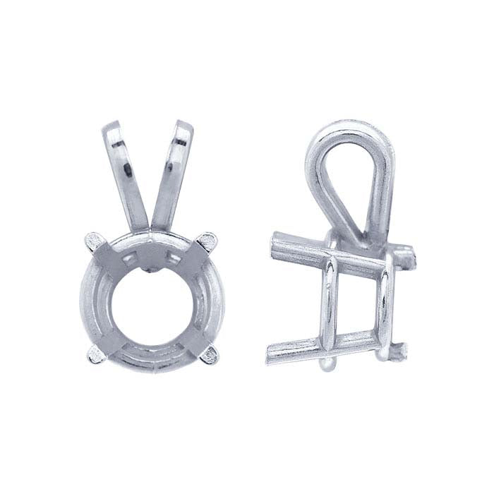 14K White Gold Lightweight Round Basket Pendant Mounting