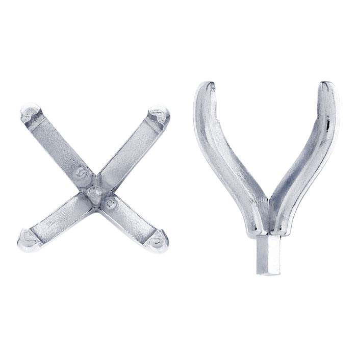 Montatura quadrata a 4 griffe in oro bianco 14K con perno