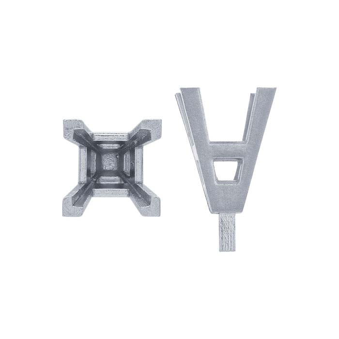 14K White Gold Square Tall V-Prong 4-Prong Setting with Peg