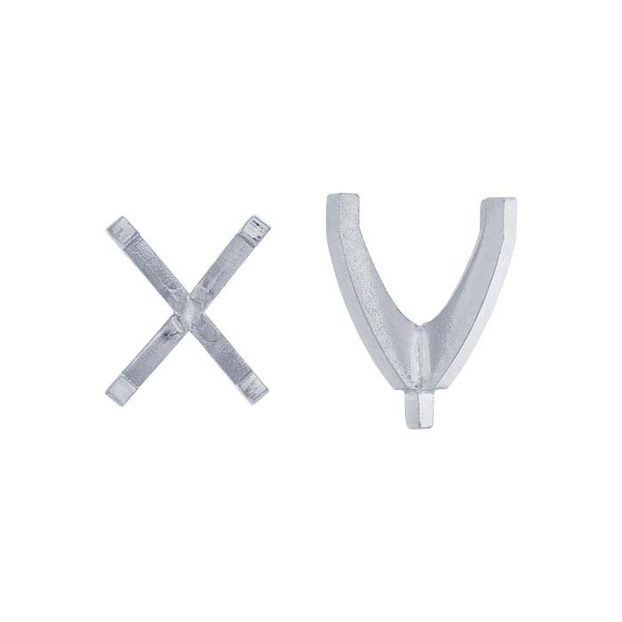 14 قيراط ذهب أبيض 9 × وسادة ممدودة إعداد بأربعة مخالب مع وتد