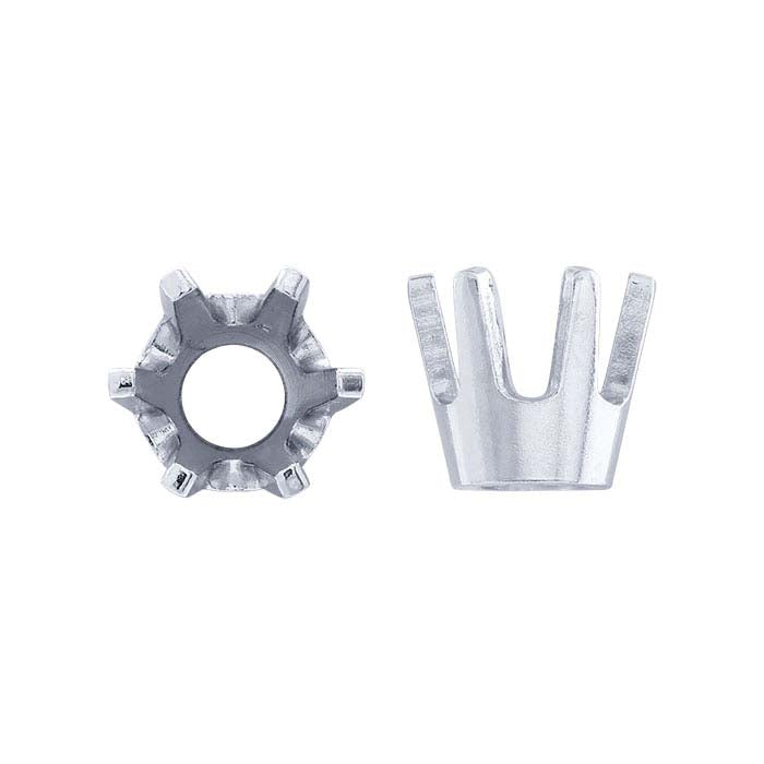 Montatura rotonda a 6 punte in oro bianco 14K