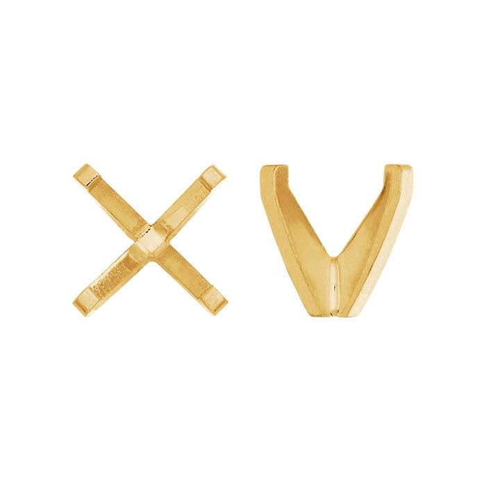 14K guldbelagt rund lav-base 4-takket fatning