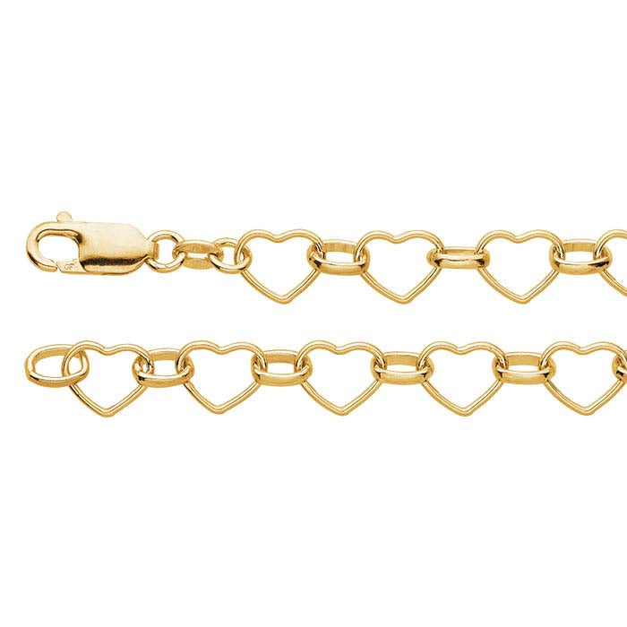 سلسلة كابل بحلقات قلبية 7.8 مم مطلية بالذهب الأصفر 14/20