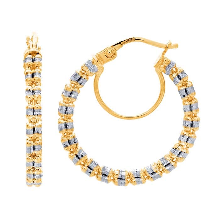 14K Yellow Gold 2.6 x Fancy Ice Hoop Earrings
