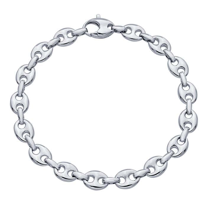Sterling Silver Puffed Anchor Chain Bracelet