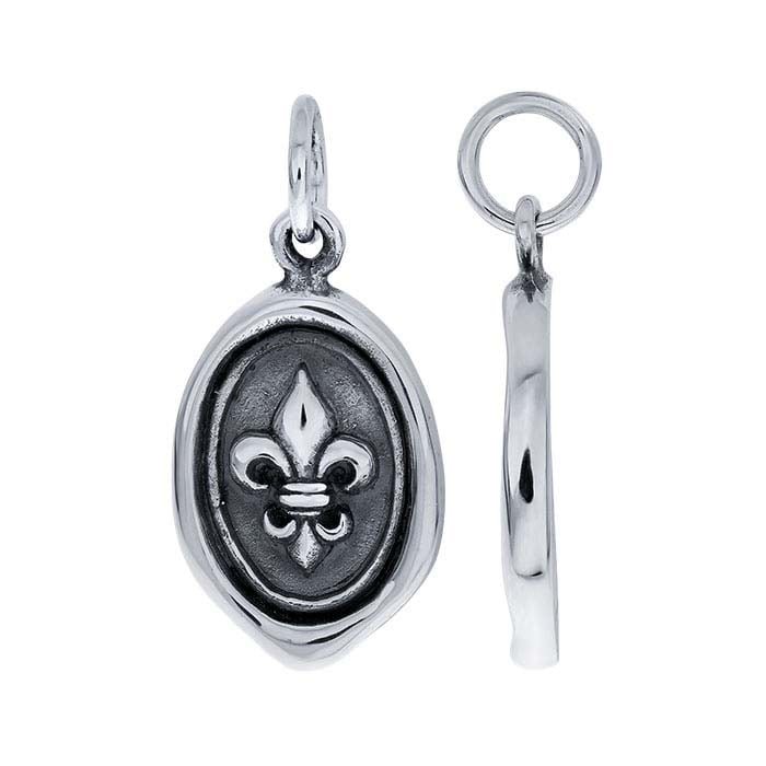 Fleur-de-Lis-Wachssiegel-Anhänger aus Sterlingsilber