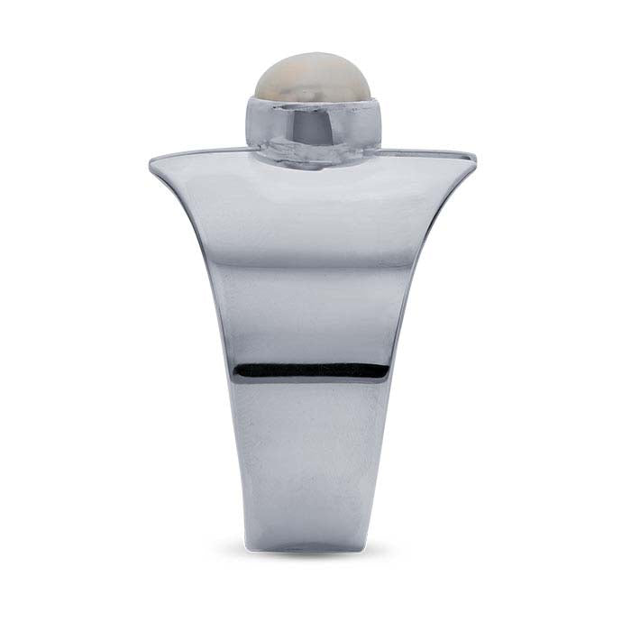 Sterling Silver Pearl & Shield Ring