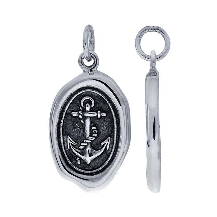 Sterling Silver Anchor Wax Seal Pendant