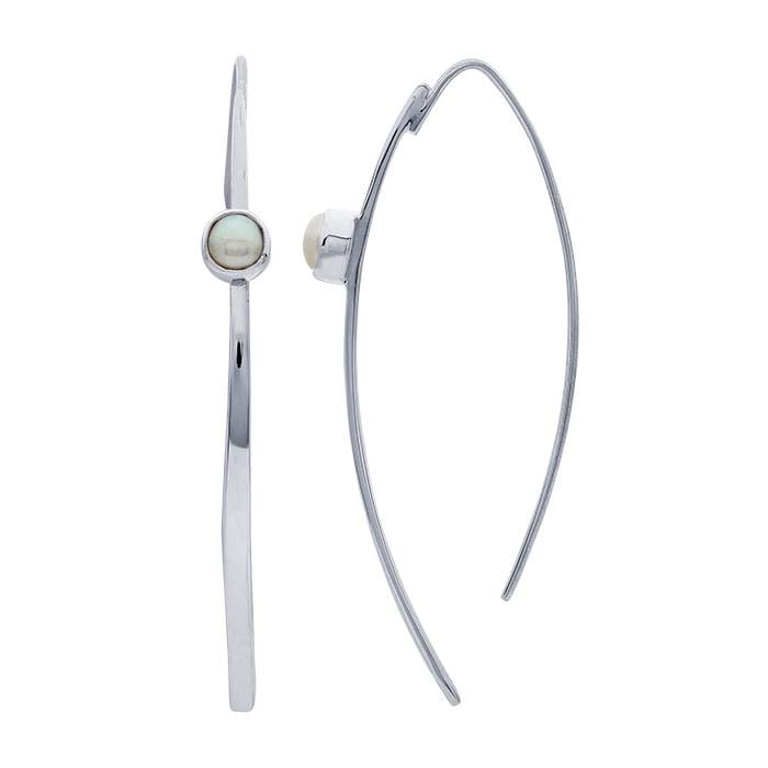 Sterling Silver Long Marquis with Pearl Earring