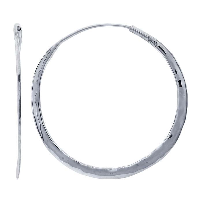 Sterling Silver Hammered Hoop Earring