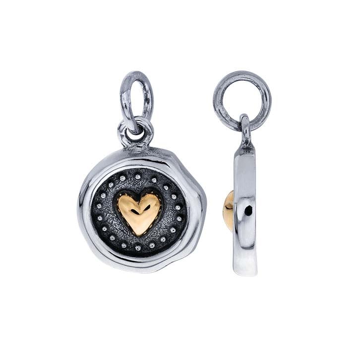 Sterling Silver Shadow Box Charm with Bronze Heart