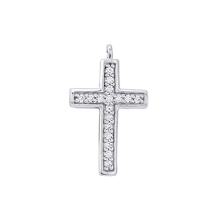 स्टर्लिंग सिल्वर CZ-सेट क्रॉस चार्म
