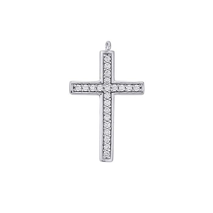 Sterling Silver CZ-Set Cross Charm