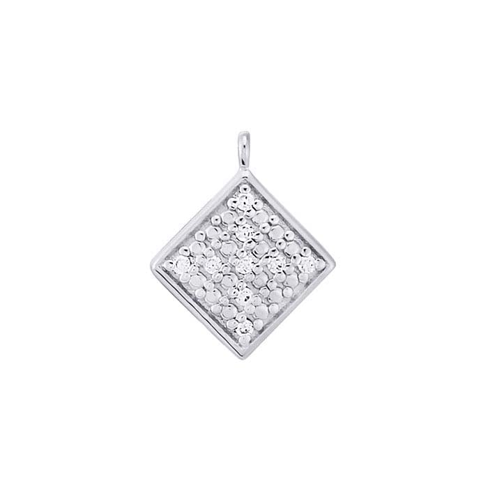 Sterling Silver CZ-Set Diamond Charm