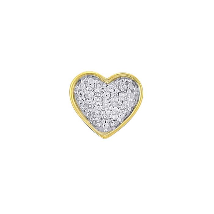 Sterling Silver Yellow Gold-Plated CZ-Set Heart Charm