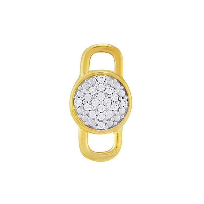 Sterling Silver Yellow Gold-Plated CZ-Set Link Component