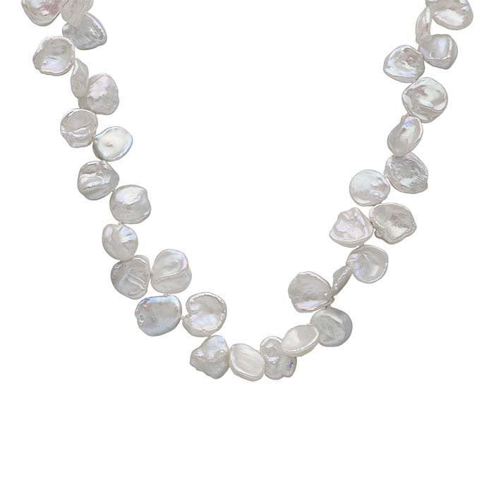 Collar de perlas Keshi naturales blancas con perforación larga