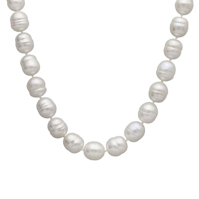 Cultured 10– Ringed Barrel Pearl Necklace