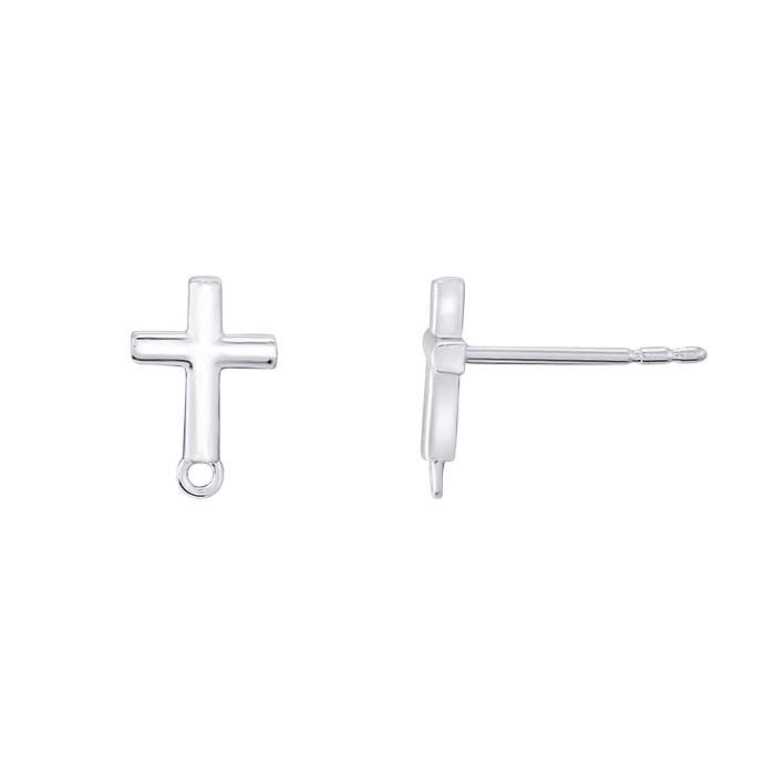Sterling Silver Cross Post Earring with Ring