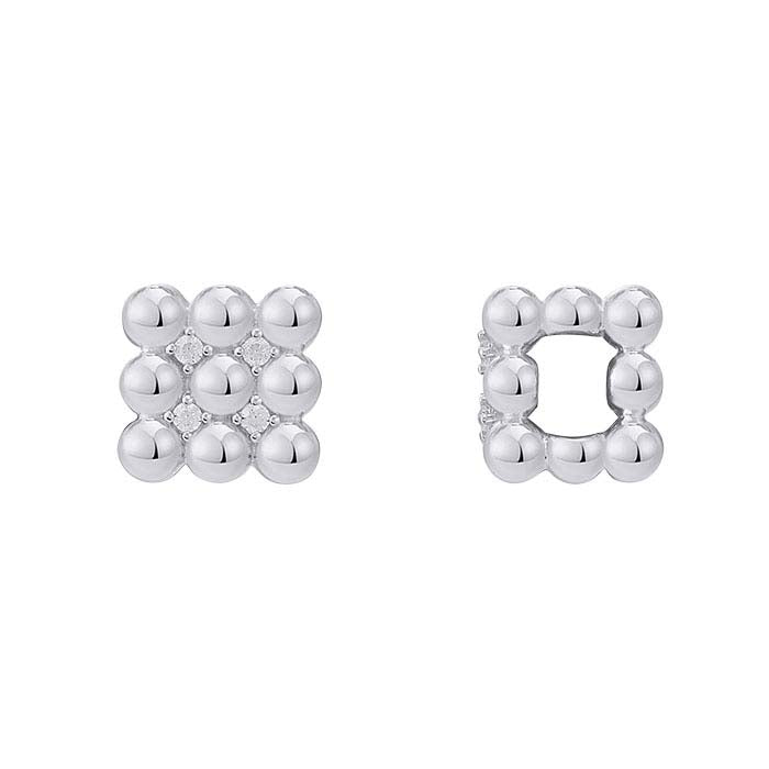 Sterling Silver CZ-Set Beaded Cube Component